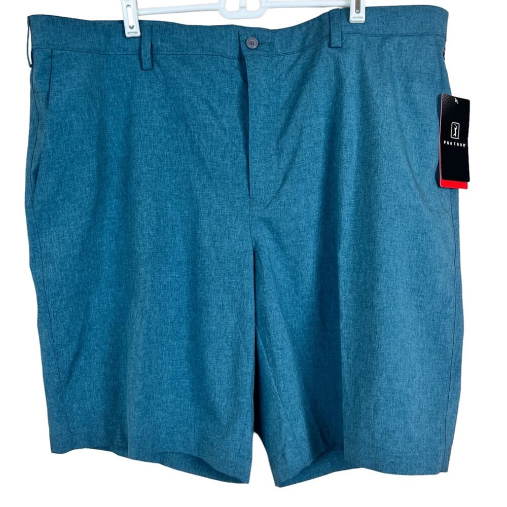 PGA TOUR Mens Blue Stretch Active Waistband Pockets Shorts 42 Casual Sport $65